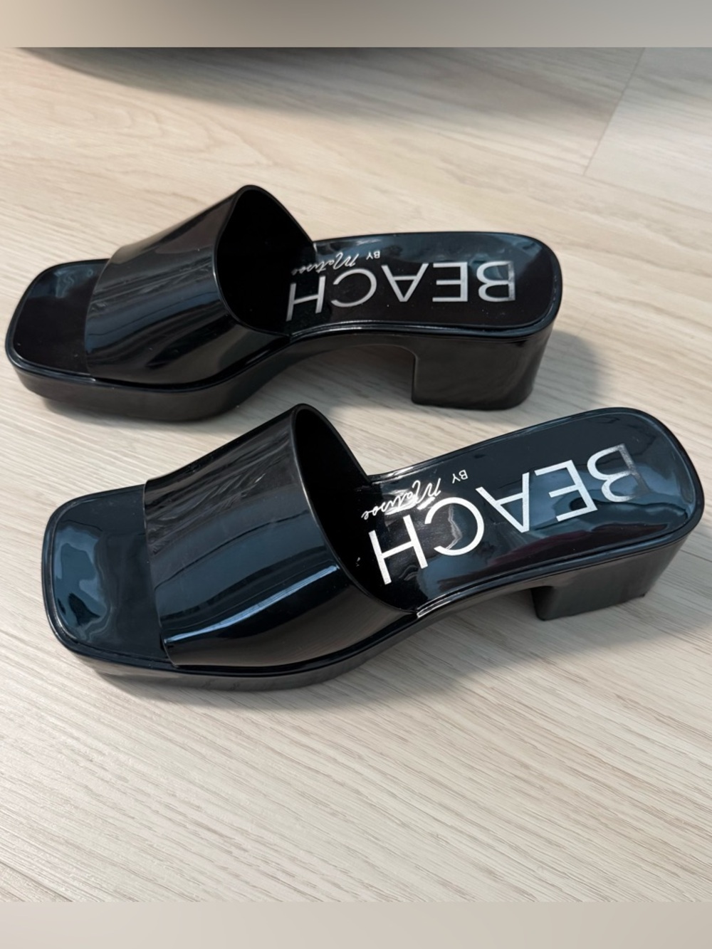 BEACH by Matisse Black Patent Slide Mules
